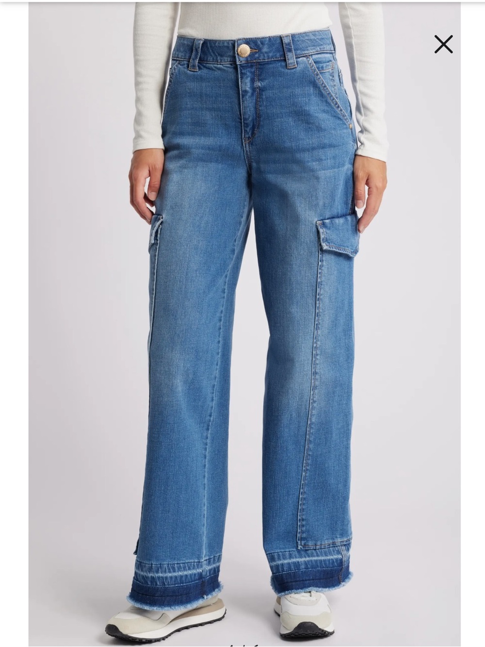Wit & Wisdom Wide Leg Release Fray Hem Cargo Pockets High Rise Ab Solution Sz 6P